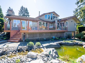 The five-bedroom, four-bathroom, triple-garage North Delta home features over 4,600 square feet of interior space and almost a half-acre of landscaped gardens.