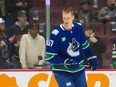 Vancouver Canucks Tyler Myers vs Seattle Kraken at Rogers Arena in Vancouver, BC., April 4, 2023.