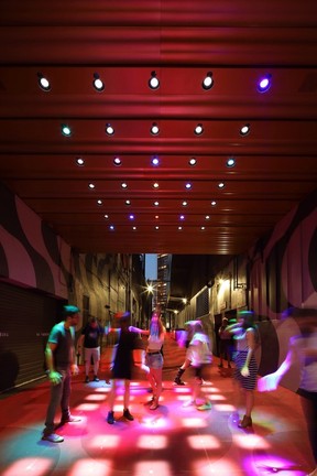 Ackery's Alley featuring interactive light and sound public art installation.