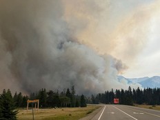 The wildfires raging in Jasper National Park are expected to have an impact on Canada's supply chain. A wildfire burns in Jasper National Park in this Wednesday, July 24, 2024 handout photo from the Jasper National Park Facebook page.