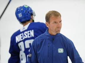 Development coach Mikael Samuelsson always maintains a laser-like focus at Canucks annual UBC development camp.