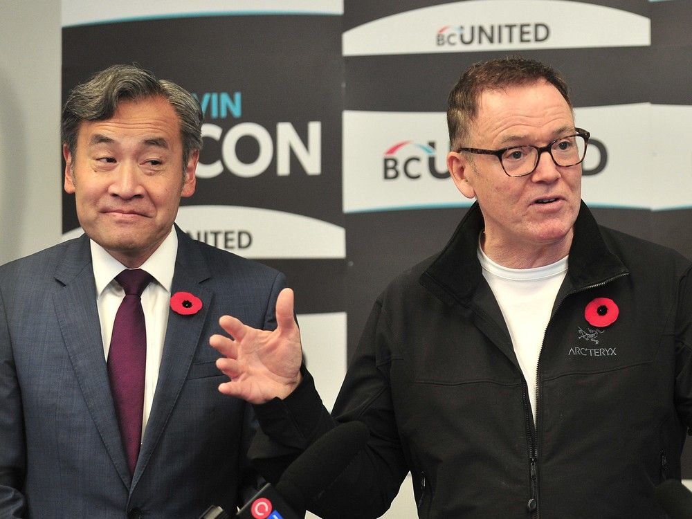 United MLA Michael Lee with party leader Kevin Falcon.