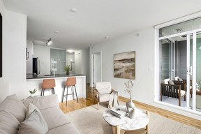 This two-bedroom condo features an open-plan living space.