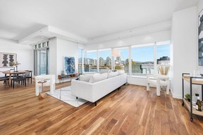 Contemporary condo living room with city view