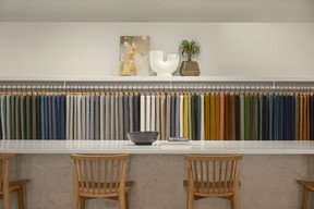 Furniture and colour swatches in Article's new shop, in Vancouver's Strathcona neighbourhood.