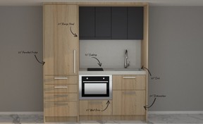 Jamie Banfield used a small kitchen sink with a drain at the back to make space for a single-drawer dishwasher underneath.