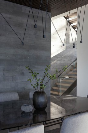 A Vibia Match light fixture in the dining room.