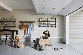 The garage features extra storage options and a convenient entrance to the home.