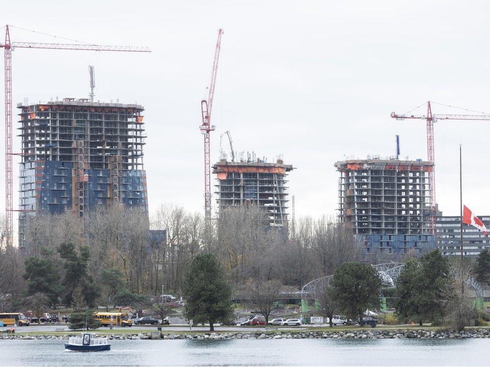  the squamish nation’s 3,000 rental units next to the burrard bridge will be less expensive than those built under the broadway plan “since there is no land cost, compared to a land cost of $100 to $150 per square foot of buildable area for other projects,” says michael geller.