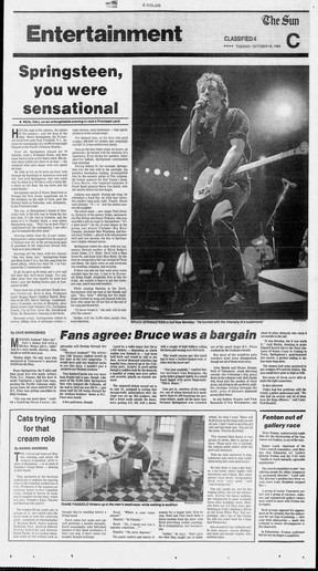 October 16, 1984. Vancouver Sun review of Bruce Springsteen concert