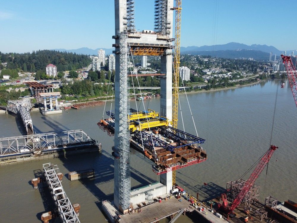 Work on the Pattullo Bridge replacement in an August 2024 file photo.