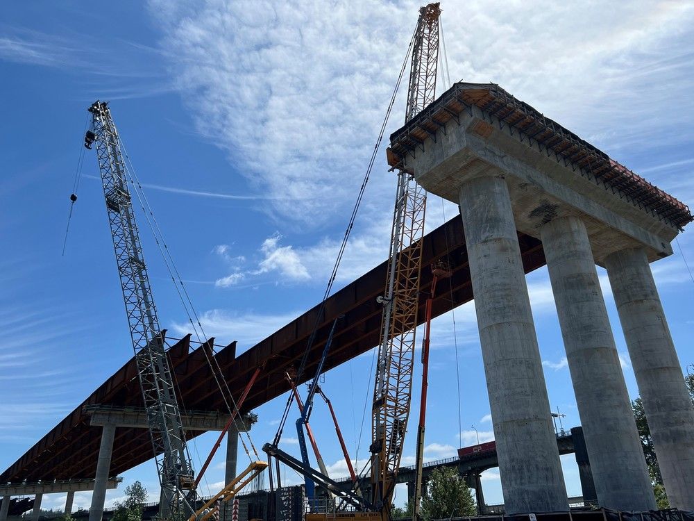 Construction on the replacement for the Pattullo Bridge will require a shutdown to traffic this weekend. Construction on the replacement for the Pattullo Bridge will require a shutdown to traffic this weekend.
