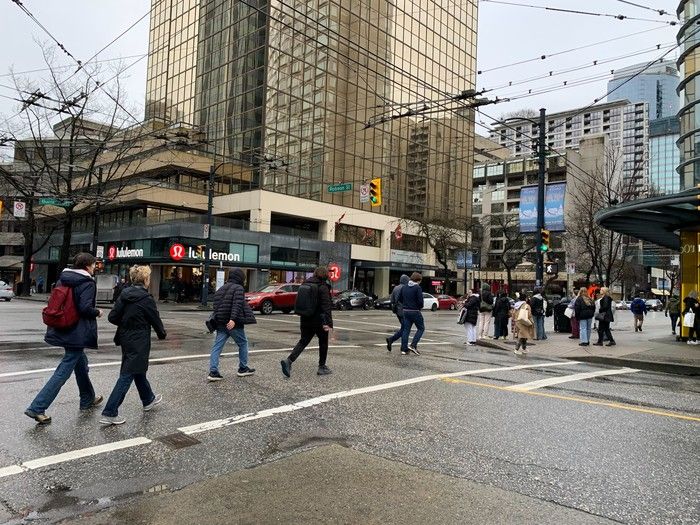  the scene on robson street on boxing day morning.