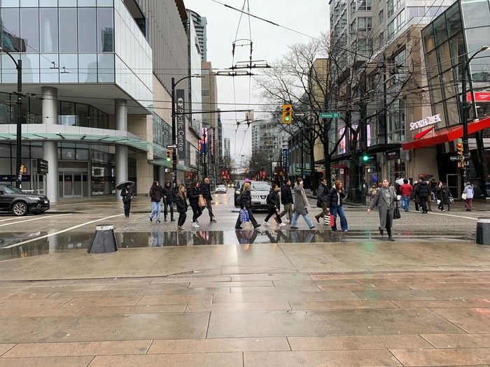  the scene on robson street on boxing day morning.