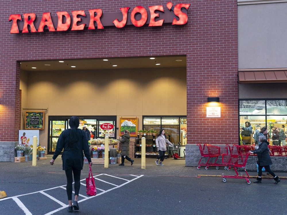  shoppers walk in to trader joe’s in bellingham, wa, february, 17, 2025.