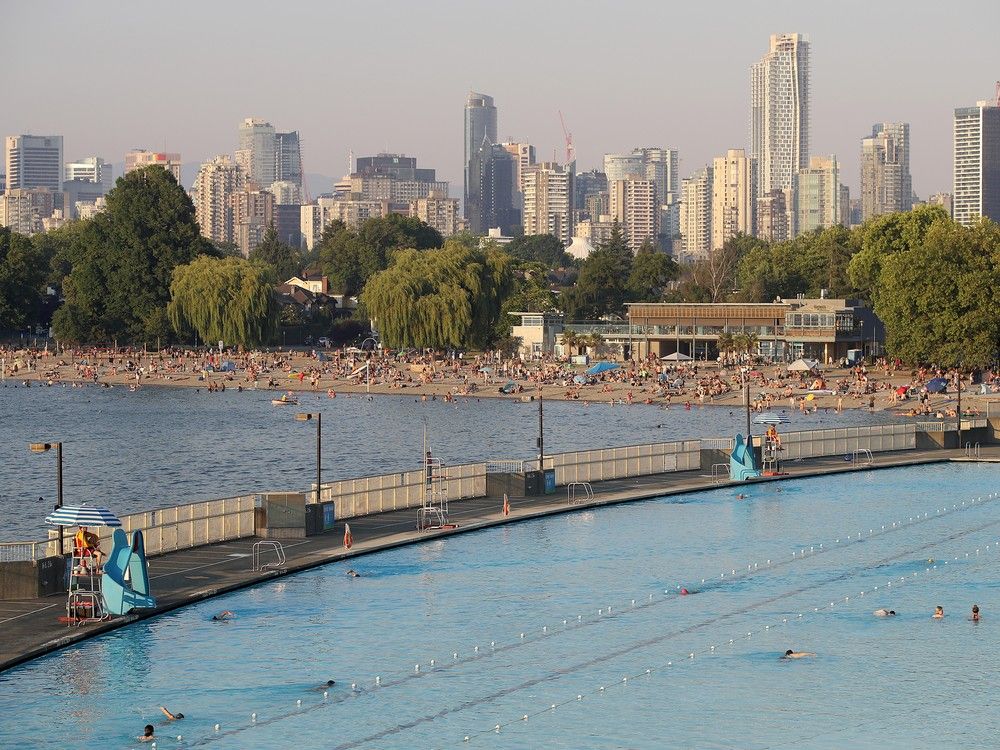 Kitsilano Beach and Kitsilano Pool during a heatwave in Vancouver on June 28, 2021. Kitsilano Beach and Kitsilano Pool during a heatwave in Vancouver on June 28, 2021.