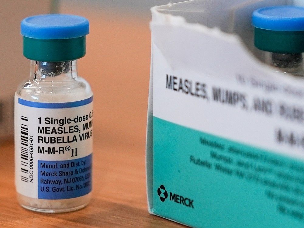 A vial of the measles, mumps and rubella vaccine is on display at the Lubbock Health Department Wednesday, Feb. 26, 2025