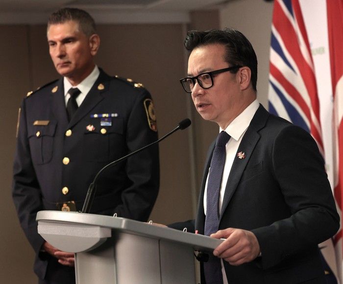 Vancouver Mayor Ken Sim alongside acting police chief Steve Rai at a press conference following a mass casualty event where eleven people were killed by a speeding vehicle near Fraser Street during a Lapu Lapu Day event. Vancouver Mayor Ken Sim alongside acting police chief Steve Rai at a press conference following a mass casualty event where eleven people were killed by a speeding vehicle near Fraser Street during a Lapu Lapu Day event.