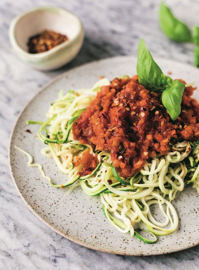  Lentil Bolognese over Zucchini Noodles from Eat to Love by Mikaela Reuben.