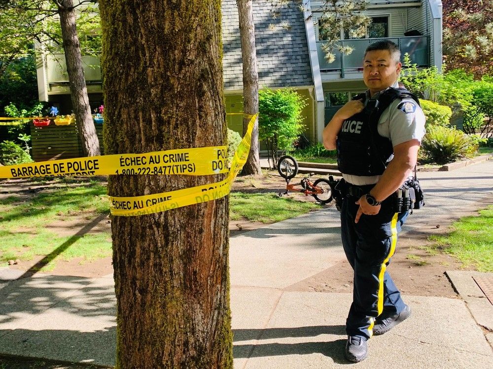 Police on the scene at Greystone Village at 7405 Woodbrook Place in Burnaby. Photo: Nick Procaylo | Postmedia. Police on the scene at Greystone Village at 7405 Woodbrook Place in Burnaby. Photo: Nick Procaylo | Postmedia.