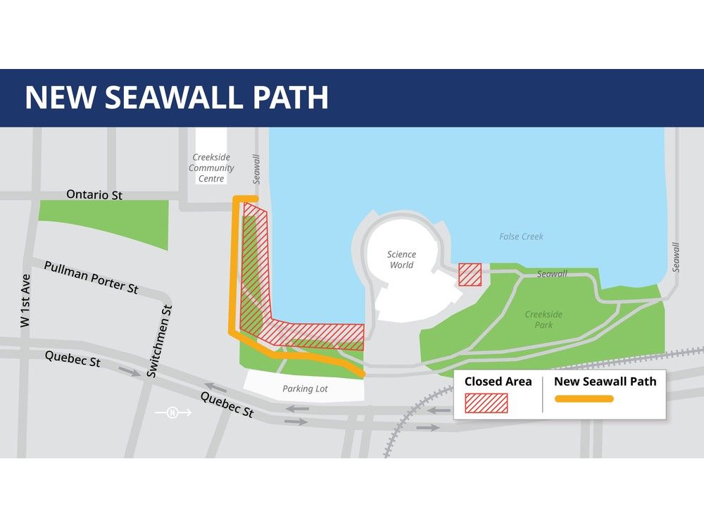The new seawall extension by Science World is now open to the public. The new seawall extension by Science World is now open to the public.