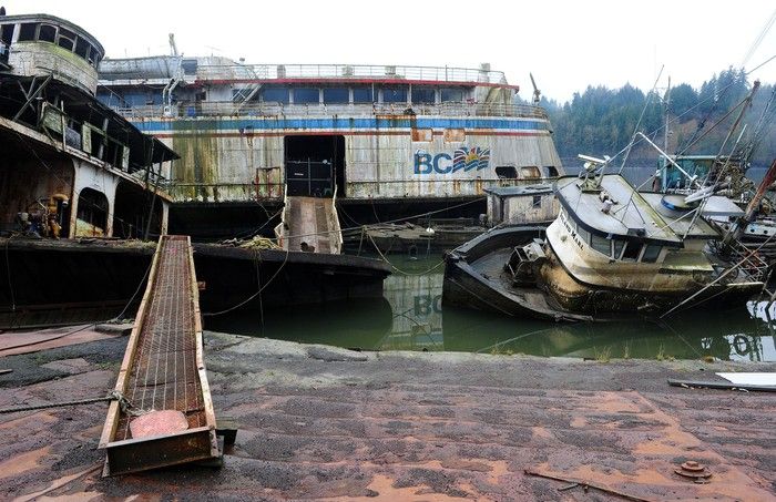 A boat graveyard that includes the former B.C. ferry on the Fraser River in Mission, pictured in 2010. A boat graveyard that includes the former B.C. ferry on the Fraser River in Mission, pictured in 2010.