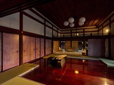 A view inside a building at Daitokuji Temple in Kyoto, Japan.
