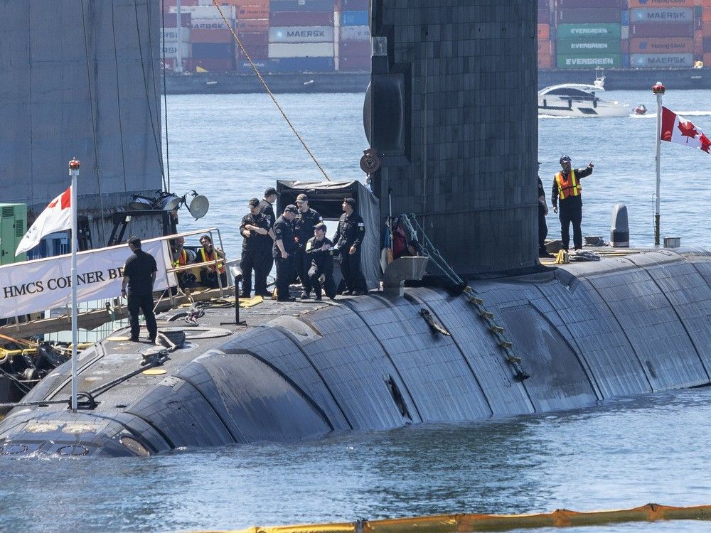 The HMCS Corner Brook docks in North Vancouver on Monday. The HMCS Corner Brook docks in North Vancouver on Monday.