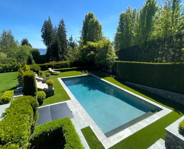  Artificial grass stays green year-round, and it can be used on balconies, around a pool, or to cover an entire yard.