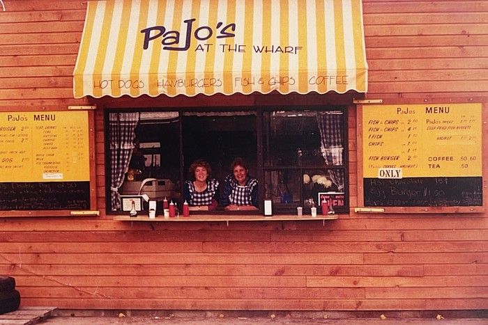  Undated handout photo of Pat, left, and Joan, right, at PaJo’s fish and chip stand. Pajo’s is celebrating 40th anniversary of the fish and chip stand at the wharf in Steveston.  Handout photo.