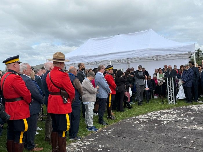 B.C. Mounties listen to speeches at the 40th Air India memorial service in Ahakista, Ireland. B.C. Mounties listen to speeches at the 40th Air India memorial service in Ahakista, Ireland.