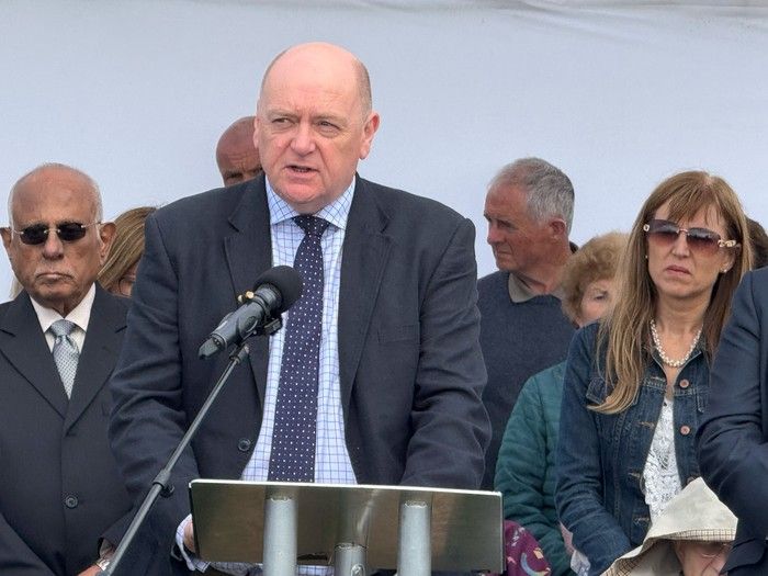 Mark Stagg speaks on behalf of first responders at the 40th Anniversary service for the Air India bombing on June 23, 2025 in Ahakista, Ireland. Mark Stagg speaks on behalf of first responders at the 40th Anniversary service for the Air India bombing on June 23, 2025 in Ahakista, Ireland.