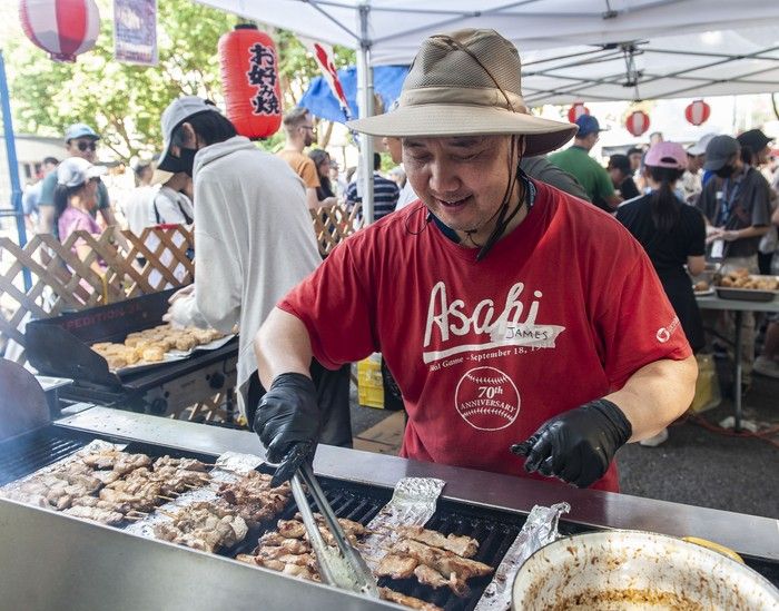  Hundreds of people took part in the Powell Street Festival at Oppenheimer Park in Vancouver Aug. 5, 2023. The event celebrates Japanese Canadian culture with food and entertainment.