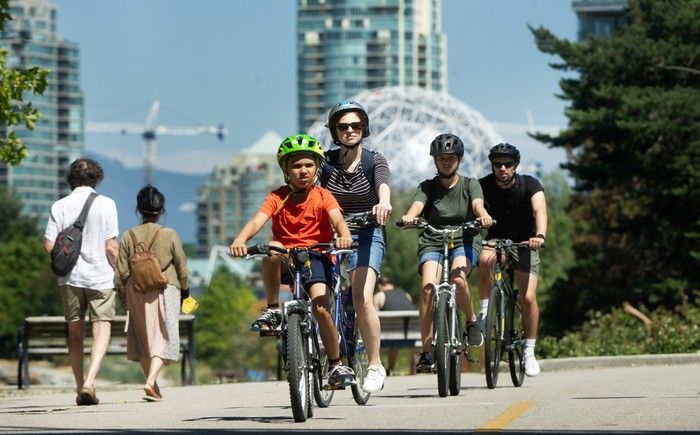 Take a ride around the seawall in False Creek. Take a ride around the seawall in False Creek.