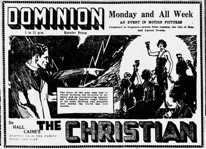  Ad for the movie The Christian in the June 24, 1923 Vancouver Sun.