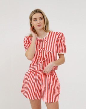 BRUNETTE THE LABEL POPLIN TIE-UP TOP
