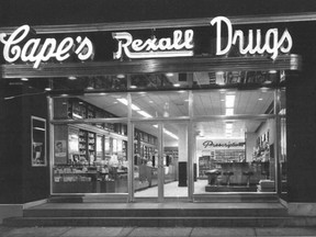 A photo of Cape's Rexall Drug, Groupe Marcelle's predecessor, which was founded by Victor Cape.
