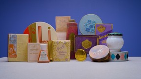 A vintage product lineup showcasing Groupe Marcelle's product evolution in Canada.