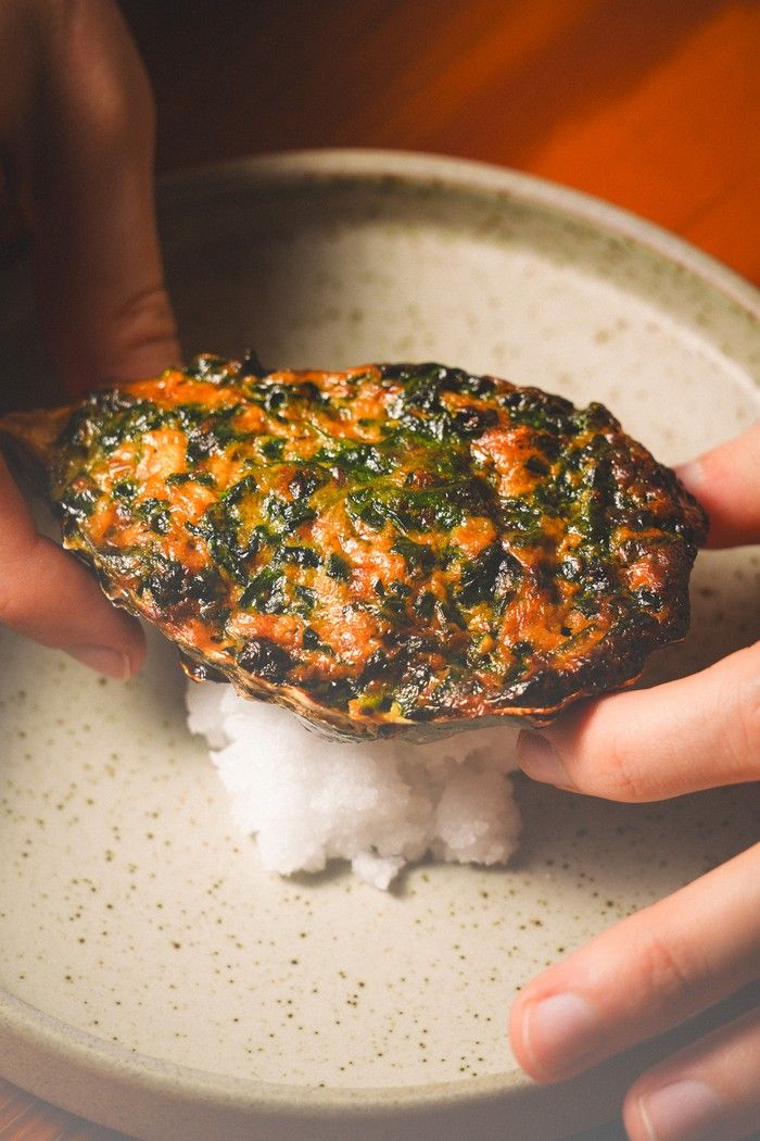  The Gobo Oyster with Coconut Laing Sauce.
