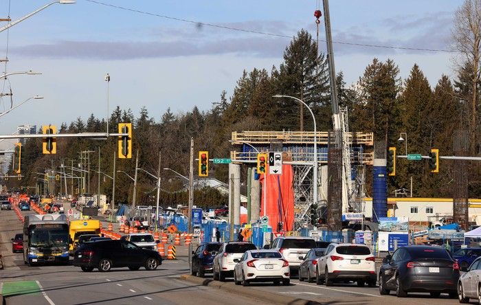  Construction at the future 152 Street SkyTrain Station site in Surrey on February 28, 2025.