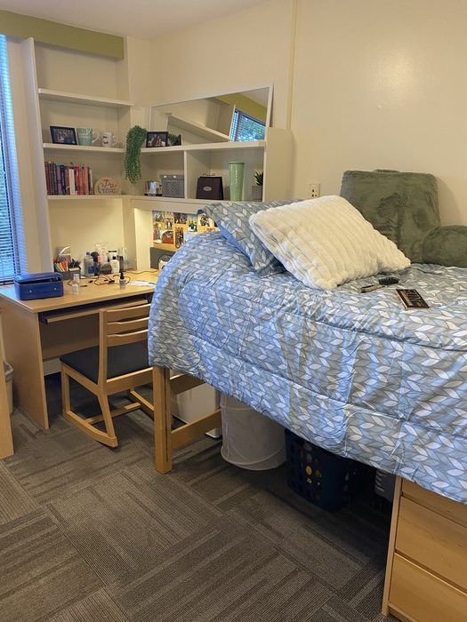  After: Students can personalize their dorm rooms, within the limits.