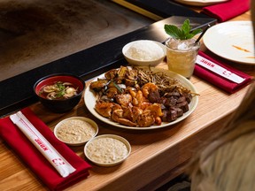 A Kobe Steakhouse spread.