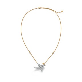 Bird on a Rock by Tiffany Wings rolo pendant in 18k rose gold with diamonds.