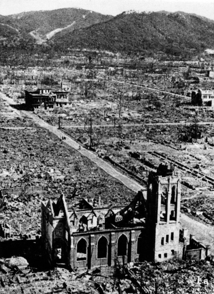  The devastated city of Hiroshima after the first atomic bomb was dropped by a U.S. air force B-29 aircraft on Aug. 6, 1945.