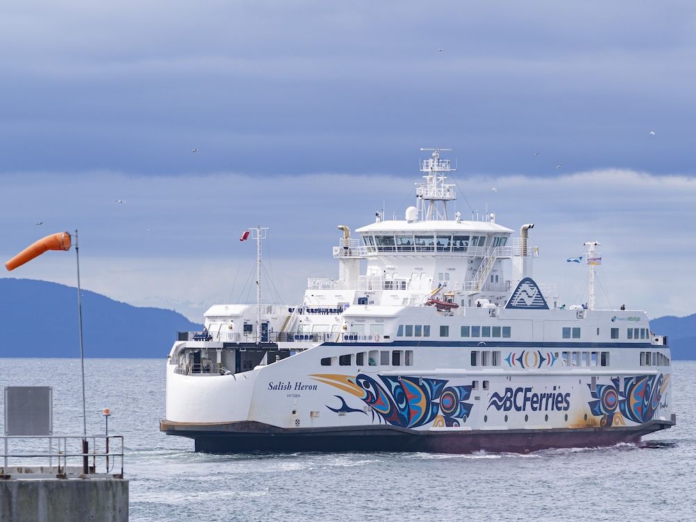The Salish Heron leaves the Tsawwassen Ferry Terminal in this May 2025 file photo.  