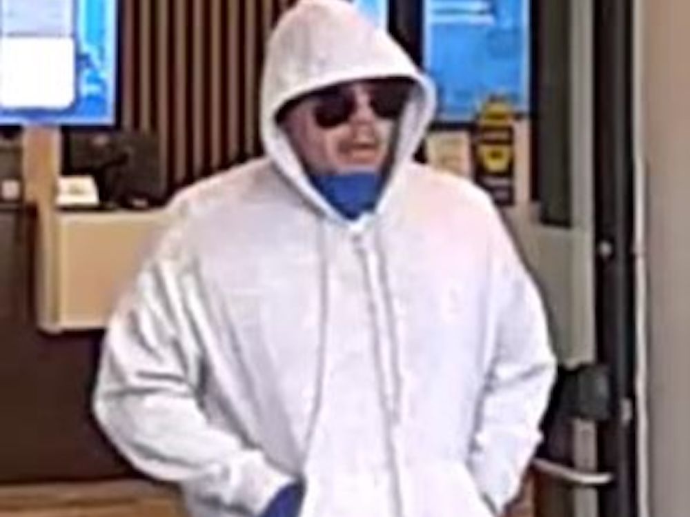 Surrey PD are searching for this man, suspected of robbing a bank in Surrey in the 13700 block of King George Junction on Friday. He was last seen crossing Whalley Boulevard at Fraser Highway.