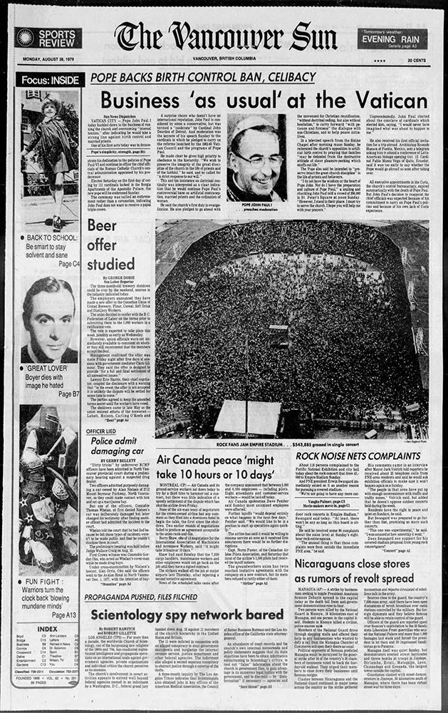 The front page of the Aug. 28, 1978 Vancouver Sun, featuring an aerial shot of the crowd of 44,000 at Empire Stadium for Summer Sunday ’78, featuring Heart and the Little River Band. The front page of the Aug. 28, 1978 Vancouver Sun, featuring an aerial shot of the crowd of 44,000 at Empire Stadium for Summer Sunday ’78, featuring Heart and the Little River Band.