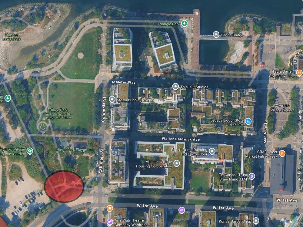 A 54-year-old Vancouver man was found with serious face and head injuries along a path at Hinge Park, shown on this map.