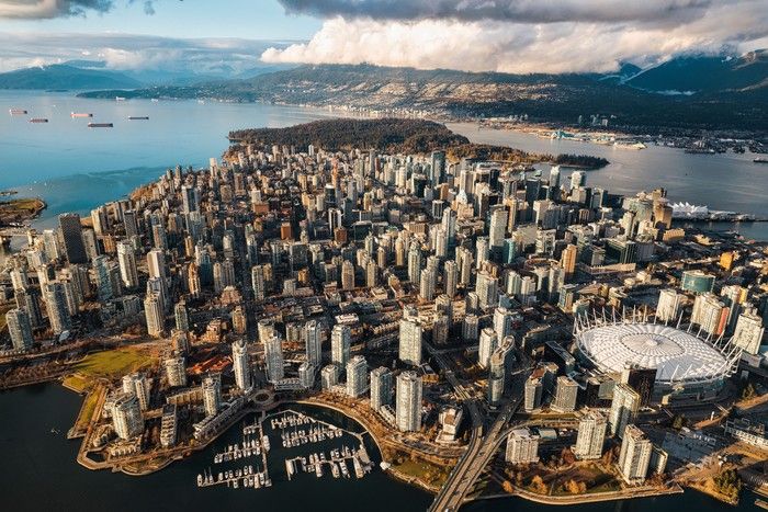 Dramatic view of Vancouver taken by photographer Ian Kobylanski from the passenger seat of a private airplane.