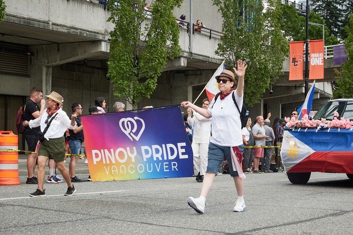  crowds and performers at the vancouver pride parade on aug. 3, 2025.